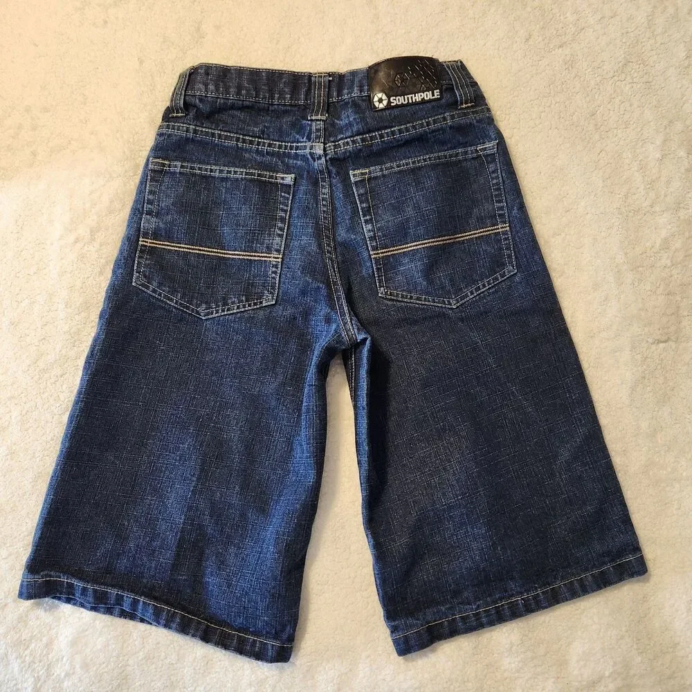 Y2K Southpole Boys Size 12 Blue Denim Jean Shorts Skate Hip Hop Streetwear